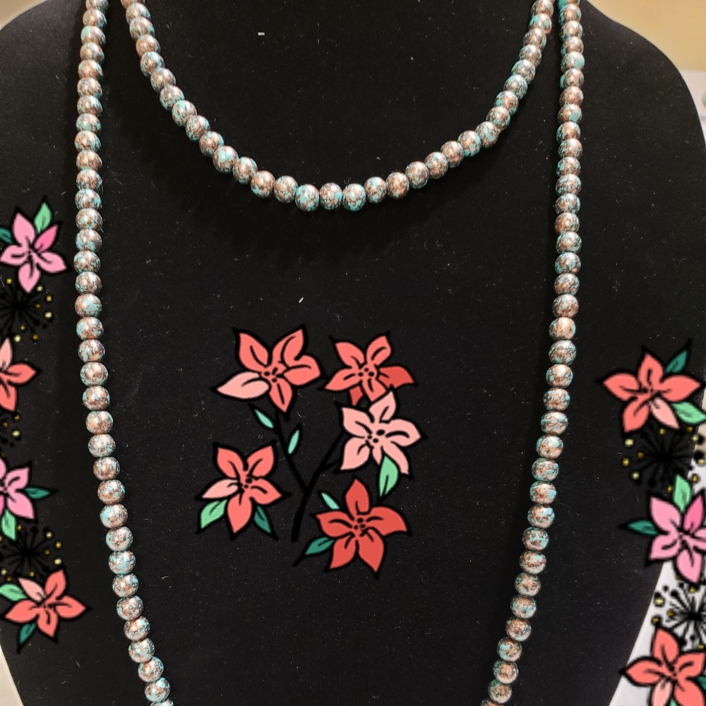 Allegra Necklace Brown and Turquoise beads color